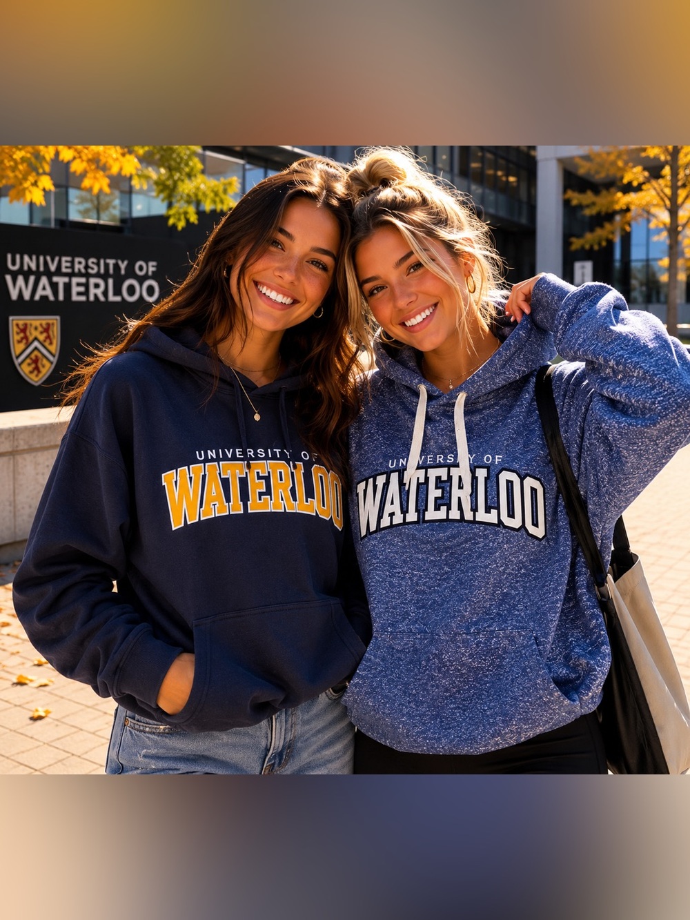 UNIVERSITY OF WATERLOO hoodie sweatshirt logo embroidered M Lot of 2